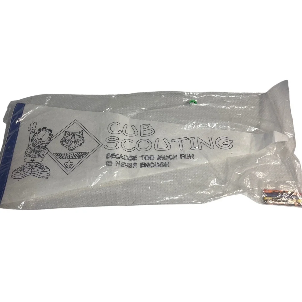 Vintage Cub Scouts Garfield Pennant Coloring Kit White DIY Banner with Crayons